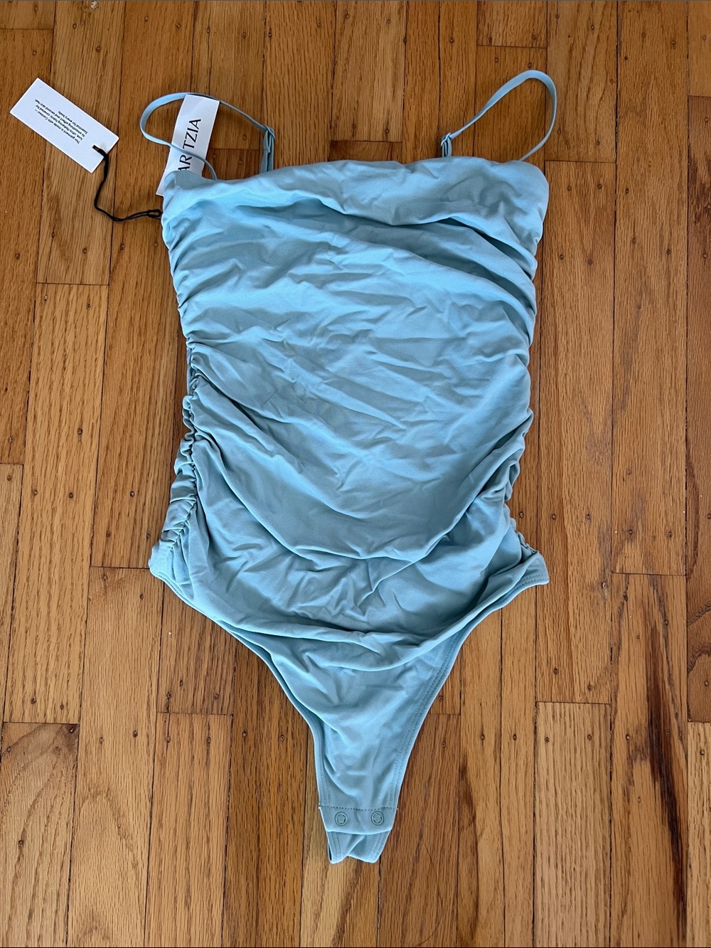 BNWT! Aritzia Contour Ruched Tank top bodysuit XS aquamarine green blue